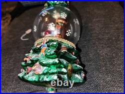 Christopher Radko 12 Blown Glass TREE SANTA Claus Snowglobe Ornament Rare READ