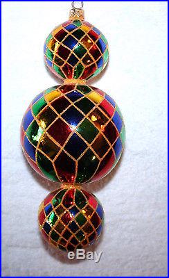 Christopher Radko 15th Anniversary TRIPLE HARLEQUIN Glass Christmas Ornament