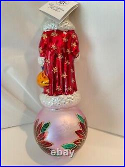 Christopher Radko 15th Anniversary Winter Blossom Russian Santa Glass Ornament