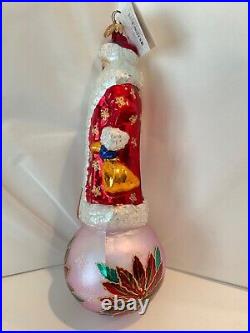 Christopher Radko 15th Anniversary Winter Blossom Russian Santa Glass Ornament