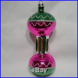 Christopher Radko 1987 DUMBELLS Vintage Green & Pink VERY RARE Ornament NEW