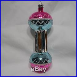 Christopher Radko 1987 DUMBELLS Vintage Pink & Blue VERY RARE Ornament NEW