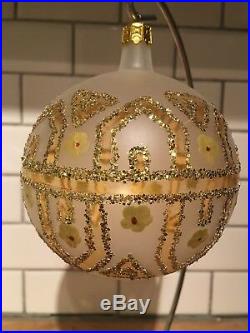 Christopher Radko 1989 89-044-1 Tiffany Ornament Retired Yellow Flowers Ball