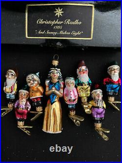 Christopher Radko 1995 And Snowy Makes Eight Snow White Dwarfs Disney Ornaments