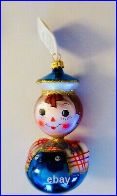 Christopher Radko 1996 RAGAMUFFINS 2 Christmas Ornaments. Raggedy Ann and Andy