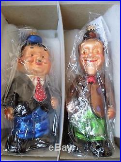 Christopher Radko 1997 Laurel & Hardy Standing Christmas Ornaments New in Box