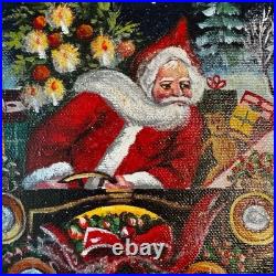 Christopher Radko 1998 Oil Painting Motoring Santa