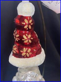 Christopher Radko 2002 2-piece Hats Off Santa Christmas Ornament Dangling