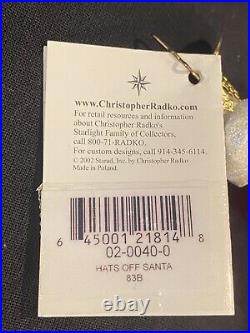 Christopher Radko 2002 2-piece Hats Off Santa Christmas Ornament Dangling