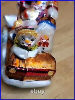 Christopher Radko 2002 Little Gems FAMILY OUTING Glass Christmas Ornament 3 VTG