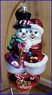 Christopher Radko 2002 SNOW IN LOVE Retired Glass Christmas Ornament 6.5 in