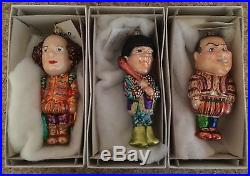Christopher Radko 3 Three Stooges Ornaments With Boxes