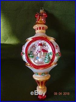Christopher Radko 3-tier glass Christmas ornament, big 9 inch Rare Poland