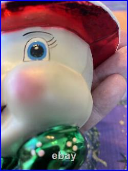 Christopher Radko 7 Glass Ornament Frosty Snowman WithCandy Cane Hat Orig Box