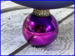 Christopher Radko 86-016-1 Blue Jewel Reflector Spire Finial Glass 10 AS IS