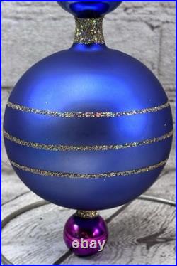 Christopher Radko 86-016-1 Blue Jewel Reflector Spire Finial Glass 10 AS IS