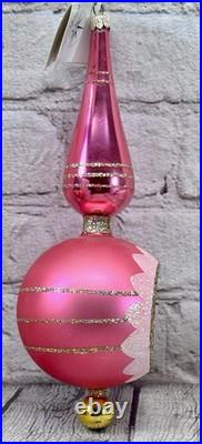 Christopher Radko 86-016-1 Spire Finial Pink Gold Glass 9.5 Germany Rare READ
