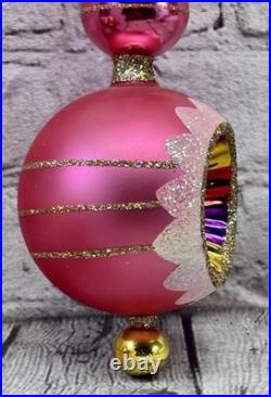 Christopher Radko 86-016-1 Spire Finial Pink Gold Glass 9.5 Germany Rare READ
