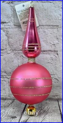 Christopher Radko 86-016-1 Spire Finial Pink Gold Glass 9.5 Germany Rare READ