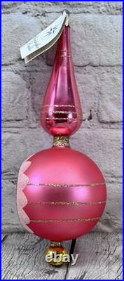 Christopher Radko 86-016-1 Spire Finial Pink Gold Glass 9.5 Germany Rare READ