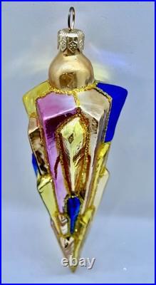 Christopher Radko 8 ICE DECO Ornament PAIR Rare Blue & Gold 98-393-0 Christopher Radko 8 ICE DECO Ornament PAIR Rare Blue & Gold 98-393-0