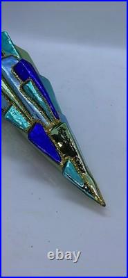 Christopher Radko 8 ICE DECO Ornament PAIR Rare Blue & Gold 98-393-0