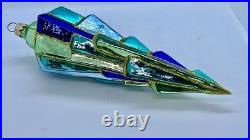 Christopher Radko 8 ICE DECO Ornament PAIR Rare Blue & Gold 98-393-0 Christopher Radko 8 ICE DECO Ornament PAIR Rare Blue & Gold 98-393-0