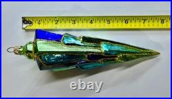 Christopher Radko 8 ICE DECO Ornament PAIR Rare Blue & Gold 98-393-0