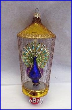 Christopher Radko 8 Peacock In Cage Christmas Ornament