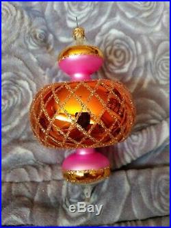 Christopher Radko 93-302-0 Jumbo Spintops Blown Glass Christmas Ornament 6 1/2