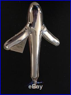 Christopher Radko AIRPLANE Silver and Blue Glass Ornament Dated 1995