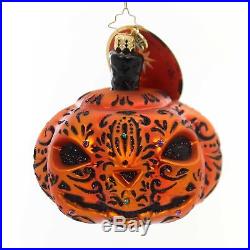Christopher Radko ALL HALLOWS GLOW WithSPIDER HANGER Pumpkin Halloween Ornament