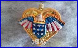Christopher Radko AMERICAN PRIDE Patriotic Ornament Uncle Sam Eagle Flag Stars