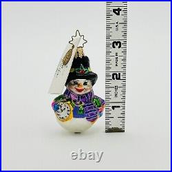 Christopher Radko Arctic Time Glass Christmas Ornament Gem 2.5 Snowman NEW