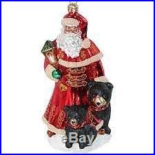 Christopher Radko BERGUNDY BRUIN Christmas Tree Ornament NWT lg santa & bears