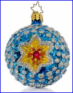 Christopher Radko BLUE Star Berry Burst Ball Double Reflector Ornament -EUC RARE