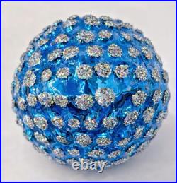 Christopher Radko BLUE Star Berry Burst Ball Double Reflector Ornament -EUC RARE