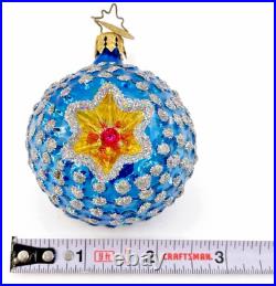 Christopher Radko BLUE Star Berry Burst Ball Double Reflector Ornament -EUC RARE