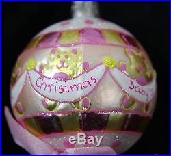Christopher Radko Baby's First Christmas Rattle Ornament Pink Actually Rattles