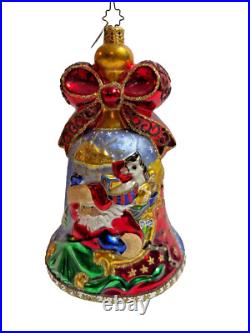 Christopher Radko Bells Of Cedar Hill On His Way Glass Ornament