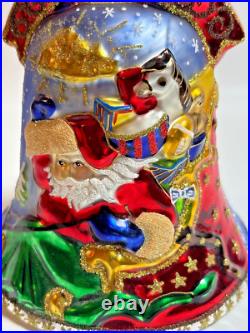 Christopher Radko Bells Of Cedar Hill On His Way Glass Ornament