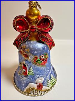 Christopher Radko Bells Of Cedar Hill On His Way Glass Ornament