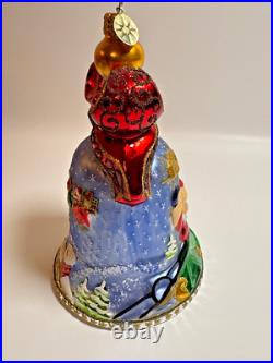 Christopher Radko Bells Of Cedar Hill On His Way Glass Ornament