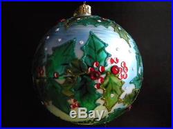 Christopher Radko Bird and Holly Glass Ornament