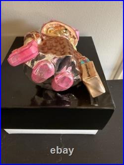 Christopher Radko Bloomingdale's shopper Bear Hand Painted Leopard Print Pink