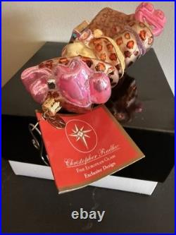 Christopher Radko Bloomingdale's shopper Bear Hand Painted Leopard Print Pink