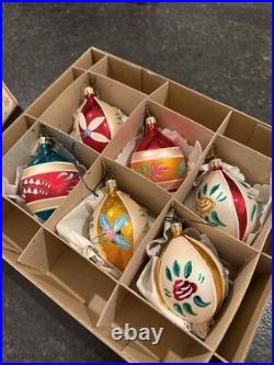 Christopher Radko Blossom Valley Lot of 6 Fantasia Tear Drop Christmas Ornaments