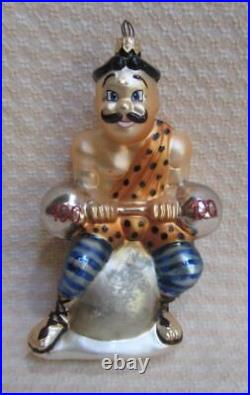 Christopher Radko Blown Glass Moscow Circus Brutus Weightlifter ornament 1999