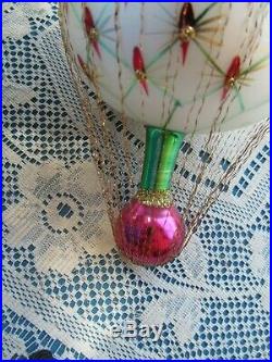 Christopher Radko Blown Glass Ornament French Regency Balloon Wired Red Green 7