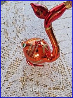 Christopher Radko Blown Glass Ornament Segfried Golden Red Fish Glitter